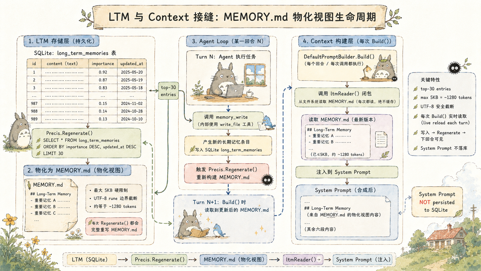 LTM 与 Context 接缝:MEMORY.md 物化视图生命周期