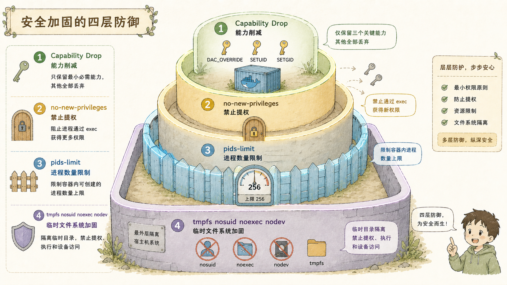 图：安全加固的四层防御